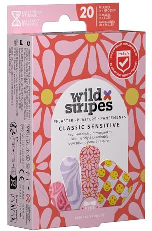 WILD STRIPES Pflaster Classic sensitiv Pastel Fun 20 St