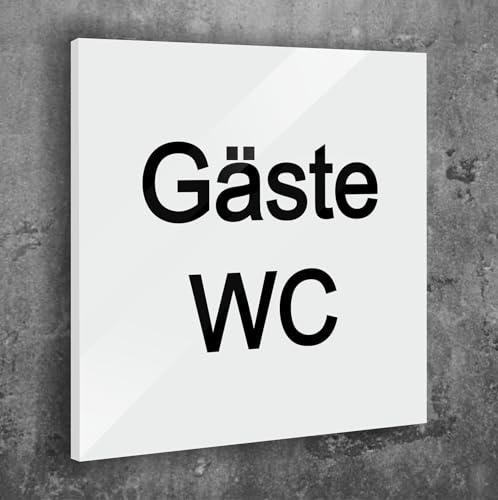 WC Gäste Schild Weiß Matt Selbstklebend Damen Herren UV Druck 12 x 12cm - 3mm Aluverbund - Made in Germany Art.Nr. W 2005