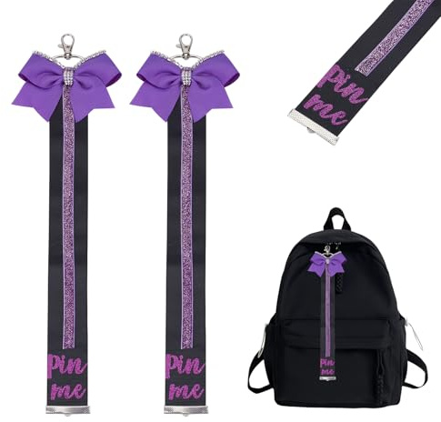 NICENEEDED 2 Stück Cheer Schlüsselanhänger, Cheerleader Lanyard mit Strass Glitzer, mehrfarbige Cheer Schleife für Cheerleader Taschen, Rucksäcke und Sport Accessoires