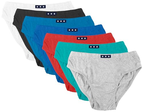 SOCKSVILLE Boys Briefs 7 Pack Assorted Plain White/Red/Black/Navy/Blue | Multipack, Soft Cotton Mix Blend Boys Pants Comfortable, Breathable, Toddler Pant, Underwear 2-3, 3-4, 5-6, 7-8, 9-10 Year Olds