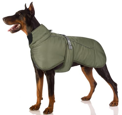 FEimaX Hundjacka Vindskyddande Varma Vinterjackor för Medelstora och Stora Hundar Justerbara Reflekterande Hundkläder Kalla Utomhus Snöväst med Metallring Hund Vindtäta Vinterrockar