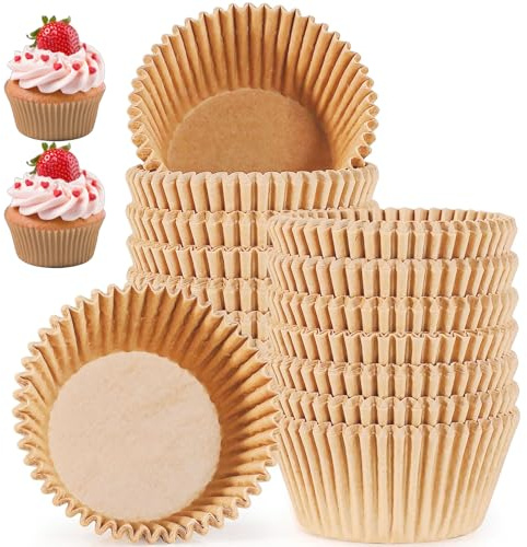 100 Stk. Muffinförmchen Papier, Cupcake Förmchen, Muffins Papierförmchen, Geeignet zum Backen, Desserts, Geburtstage,Halloween,Partys, Hochzeiten (Braun)