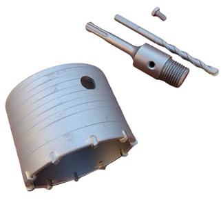 Fresa a Tazza Sega Carotatrice Per Muri Cemento Calcestruzzo Marmo Ø 80mm Punta da muro + Adattatore SDS PLUS + Punta Centraggio 8x110 mm Fresa a Tazza Per Trapano a Percussione