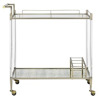 Vintage Messing-Finish Barwagen mit antikem Spiegel – Eleganter rollender Servierwagen für Zuhause, Küche, Esszimmer – stilvolles Unterhaltungs- und Dekorationsstück