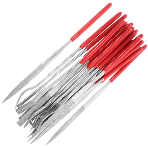 Generico Set 20 Lime Diamantate per Gioielliere Manico in Gomma, Lime Metalliche per Legno 3x140mm, Strumenti Manuali di Precisione per Lavorazione Metalli, Legno e Plastica, Portatile