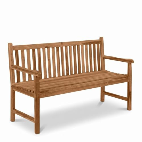 SAM Premium Gartenbank Caracas 3-Sitzer 150 cm, Teakholz massiv lackiert | Gartenbank mit Armlehnen und Rückenlehne, wetterfeste Holzbank für Garten Terrasse Balkon, Sitzbank Massivholz
