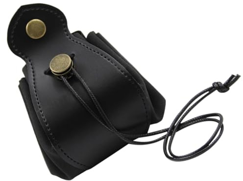 BRIGHTFUFU Sacchetto per Dadi da Gioco in Pelle Nera Chiusura a Coulisse, Organizer Resistente per Monete e Accessori, Facile da Aprire per Gioco