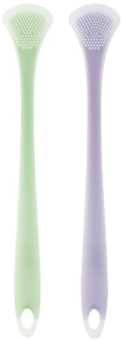 SHINEOFI Pulitore Lingua in Silicone e Nailon, 2 Pezzi Raschietto Linguale per Adulti, per Mantenere la Pulizia della Lingua e L'igiene Orale Quotidiana