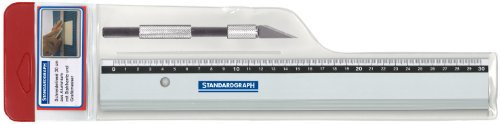 Standardgraph Schneidelineal 50 cm aus Aluminium mit Grafikmesser