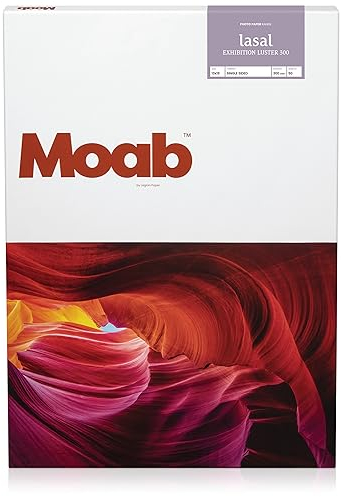 Moab Lasal Exhibition Luster 305 Fine Art Archival Inkjet Paper, Bright White, Heavy Weight 300gsm, 13 x 19 inches, 50 Sheets
