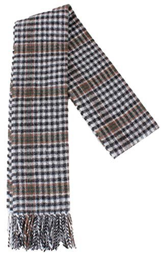 Locharron of Scotland Unisex Burns Check Lammull Scarf - Svart/Vit/Brun, Svart, one size
