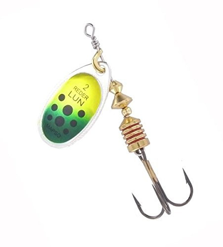 MAPSO - Pack de 5 Cucharillas de Pesca Reder-2 LUN PAV | Cebo Artificial de Pesca Útil para Diversas Especies y Profundidades, Color Plata Amarillo Verde, 4'5gr