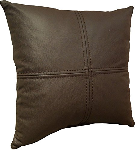 Quattro Meble Braun Echtleder Kissen Sofa & Stuhl Dekokissen Zierkissen Echtleder Rückenkissen Rindsleder Echt Leder Modell 4EL (40 x 40 cm)