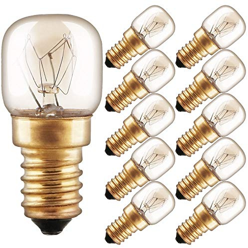 NCC-Licht 10x Glühbirne Backofenlampe T22 Röhre E14 25W Doppelwendel | Leuchtmittel aus klarem Glas mit E14-Sockel, ideal für Backöfen und hitzebeständige Anwendungen