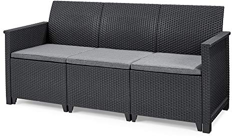 Koll Living Garden Lounge Sofa, 3-Sitzer - stilvolles Sofa in Rattan Optik - inklusive Sitzkissen - ergonomische Rückenlehne für maximalen Sitzkomfort