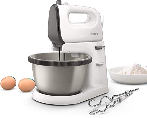Philips Hr3750/00 Batidora Daily Amasadora, 5 Velocidades, Varilla de Acero Inox con Forma Cónica, Vaso Rotatorio de Metal de 3 L, 450 W