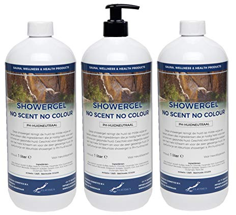 Showergel No Scent No Colour 3 x 1 Liter - mit kostenloser Pumpe
