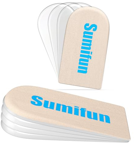Sumifun Heel Lift Inserts, Gel Shoe Heels Inserts for Women, Adjustable Orthopedic Heel Pads for Heel Pain and Leg Length Discrepancies, Heel Cups 1/4 1/2 3/4 1 Inch (Size S, Beige)
