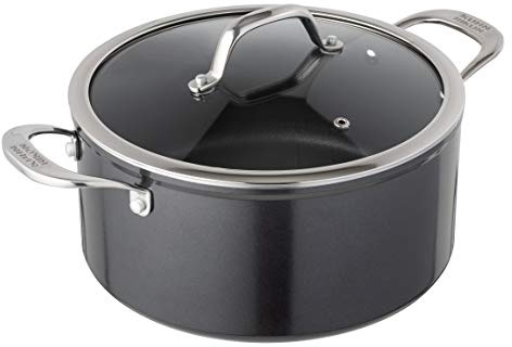 KUHN RIKON Easy Pro Kochtopf beschichtet mit Glasdeckel, Aluminium, Induktion, 2,3 Liter/18 cm, Schwarz