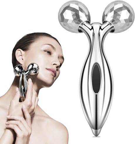 CINY Rullo Facciale Microcorrente 3d, Massaggiatore Corpo, Bellezza Del Viso Anti-Età, Riduzione Delle Rughe, Pelle Del Corpo Soda, Viso Liscio Per Stringere Rotazione Di 360 Gradi Rullo Massaggiante