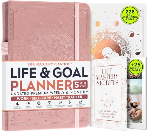 Life Mastery Planner - Un viaje de 12 meses para aplastar tus objetivos, aumentar la productividad, el éxito y la felicidad - Planificador de vida semanal y mensual, hábitos, diario de gratitud