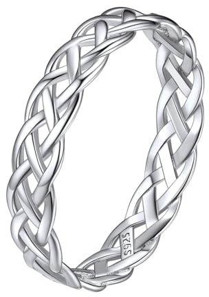 ChicSilver Sterling Silver Rings for Women 925 Silver Celtic Knot Wedding Bands Minimal Band Ring Size H 1/2-Y(With Gift Box)