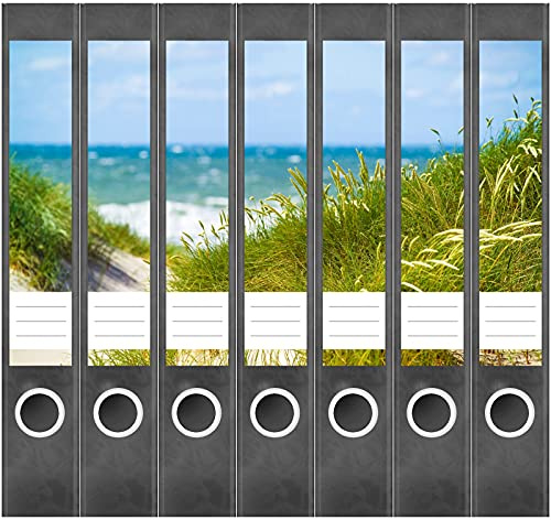 Etiketten für Ordner | Südfrankreich Meer | 7 Aufkleber für schmale Ordnerrücken | Selbstklebende Design Ordneretiketten Rückenschilder