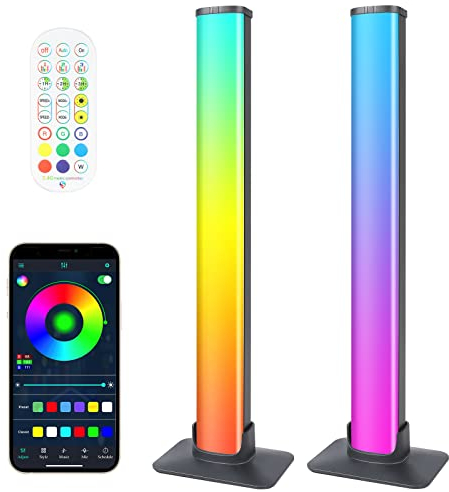 Auplf LED Lightbar, 2PCS Smart RGB Lampe Dimmable Ambient Light TV Hintergrundbeleuchtung, USB-Betrieb, Musik Sync, Bluetooth, mit APP und Fernbedienung für PC Gaming Deko Zimmer Aquarium Deko