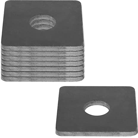 Juego de 8 arandelas de placa de rodamiento cuadradas muy resistentes para pernos de 1,2 cm, placa base de metal soldable de 4,8 mm de grosor, material de fijación de placa de acero al carbono