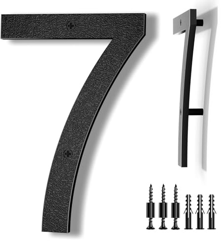 IVERRA 8 Inch Large Floating House Numbers, Black Modern House Number for Outside, Home Address Numbers for Outdoor Garage Gate Wall Street (7)