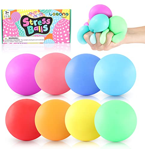 LESONG 8 Stück Stress Ball, Anti Stress Ball Squishy Ball Farbwechsel, Stressball Quetschball Stressabbau Spielzeug für Kinder Erwachsene Geburtstag Geschenke ADHD Autismus