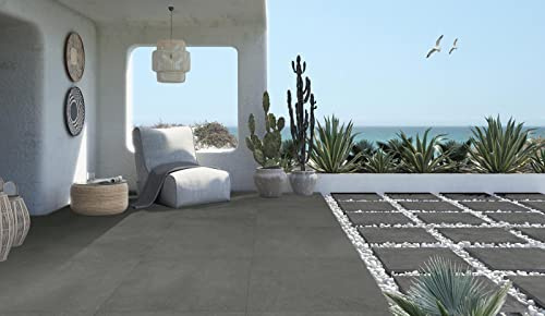 Malta Outdoor Graphite Tile | Porcelain Matt Tile | Garden Patio Paving Slab Outdoor Tile | 900 x 900