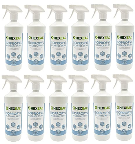 Hexeal 99.9% Isopropyl Alcohol 12 x 1L Spray - Sanitising & Cleaning