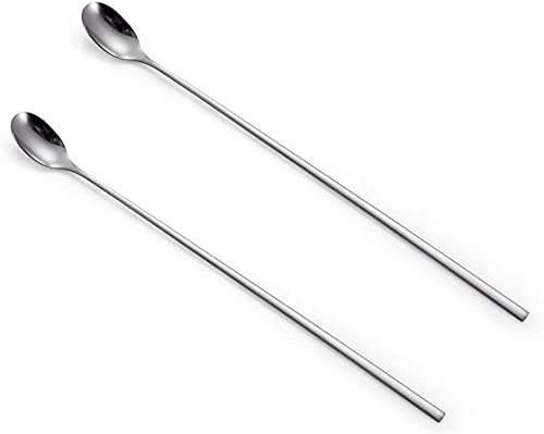 Cuillère Set Vaisselle Cuillère pour Restaurant Maison, Acier Inoxydable Long Manche Cuillère À Mélanger Café Cuillères À Mélanger Cocktail (Grande)