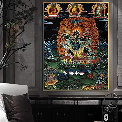 Thangka Vajrapani Indien Chinesische Religion Buddha Malerei Leinwanddruck Malerei Poster Kunst Wandbild Wohnkultur 60x80cm Rahmenlos