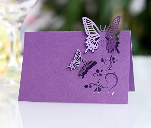 SYSUII Segnaposto con Nomi 50 Pezzi Taglio Laser 3D Farfalle Segnaposto con Spazio per Nomi Segnaposto Vuoti con Numeri di Posto per Matrimonio Compleanno Comunione Presentazioni Fai-da-Te Decorazione