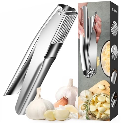 KAITION Edelstahl Knoblauchpresse, Premium Knoblauchpresse - Lekdicht, pflegeleicht, rostfrei, spülmaschinenfest!