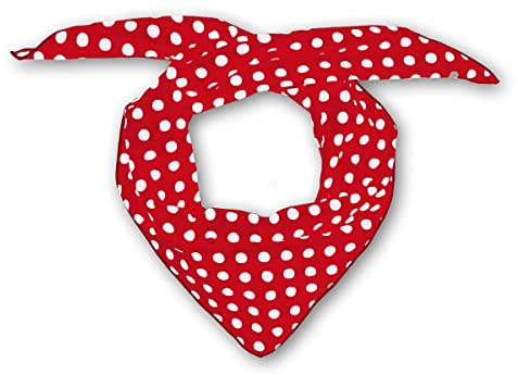 Soul-Cats Polka Dots Damen Halstuch Kopftuch Bandana, Haarband, Multifunktionstuch, rot mit weißen Punkten