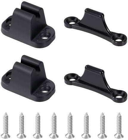 Fermo per Porta Roulotte e Camper Forma di T 2 Pezzi Fermi Roulotte Limitatori con Viti Serratura Bloccaggio per Barche Armadietto Cassetto Accessori (Nero)