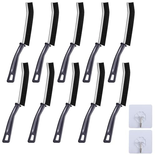 EBHO 10 Piezas Cepillo de Limpieza de Grietas de Cerdas Duras, Cepillo Limpieza Grietas con 2 Ganchos, para Ducha, Suelo, Baño y Cocina