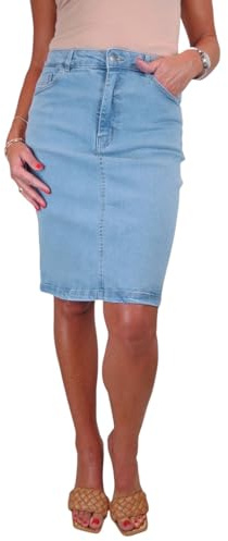 Paulo Due Women's Knee Length Stretch Denim Skirt Ladies Pencil Jeans Skirt 10-22