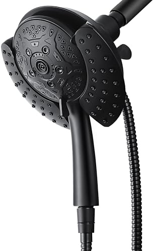 INAVAMZ 【Duschkopf mit Handbrause Hochdruck】2 in 1 Duschkopf mit 7,2 Zoll Regenduschkopf & Handbrause mit Schlauch Schwarz