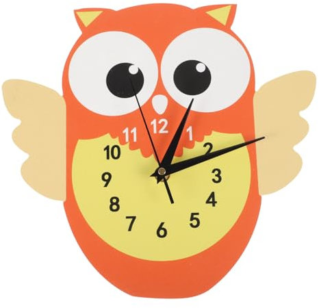 PRETYZOOM Kreativer Cartoon-Eule-Stil Wanduhr Geräuschlos Für Kinderzimmer Schlafzimmer Wohnzimmer Büro Wanduhr Zum Aufhängen Ohne Batterie