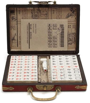 ZEONIK 1 Set Kleine Chinesische Majong Set Reise Mahjong Set für Familienfeier Tischspiel Innen Schlafzimmer Wohnzimmer