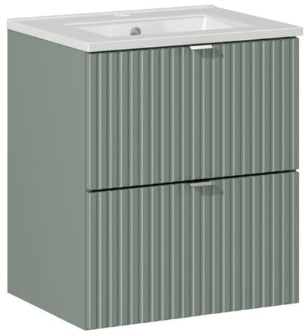 Lomadox Badezimmer Waschtisch mit Keramik-Waschbecken 50cm in grün