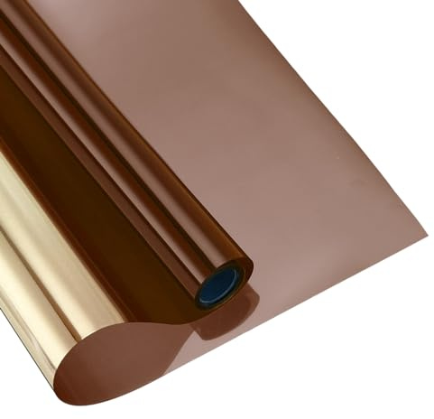 QUARKZMAN Sonnenschutzfolie, Hitzeschutzfolie Fenster im, braun, 90x100 cm | Fensterfolie, Spiegelfolie sichtschutz, Einweg-Fenster-Sichtschutzfolie Fenster Home-Office