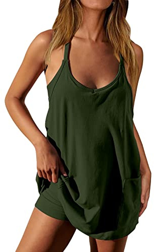 Générique Robe de Tennis Femme Dos Nu avec Short Intégré et Poches - Tenue de Sport Sans Manche en Coton Respirant pour Tennis Golf