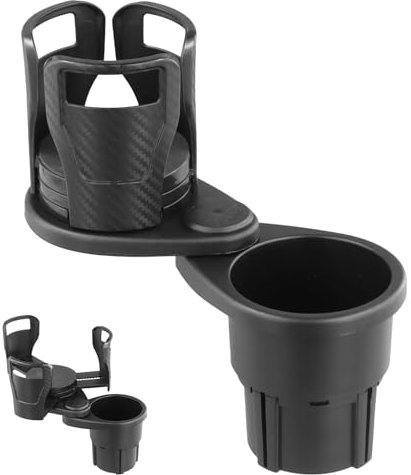 Auto Getränkehalter, Becherhalter Auto mit Verstellbarer Boden, 2 in 1 Multifunktion Auto Flaschenhalter, 360° Drehbar Getränke Halterung für Auto