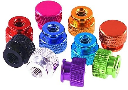 Handdrehschraube, 2 Stück, bunte Sacklochmuttern, M3, M3,5, M4, M5, M6, Rändelmuttern aus Aluminiumlegierung, Handgriffknopf, Stufenmuttern (Farbe: Rot_M5)(Green-M3.5)