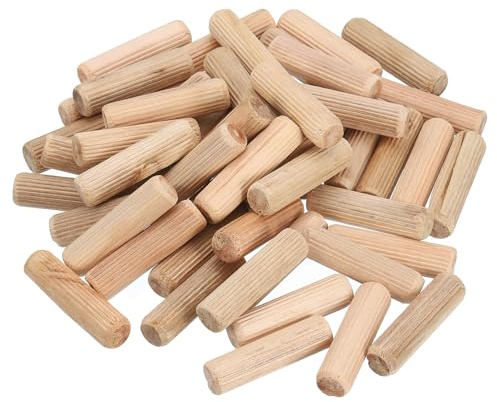 sourcing map 50 Stück 1,27 cm x 4,5 cm Holzdübelstifte, Holzdübel, Stangen, Möbel, Holzbearbeitung, gerillter Stift, Holzdübel geriffelt für Handwerk, DIY-Projekte